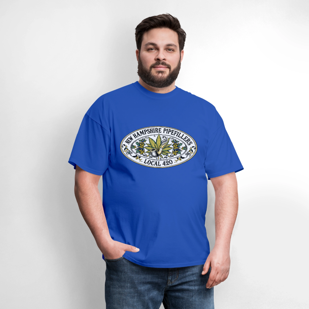 NEW HAMPSHIRE PIPEFILLERS LOCAL 420 2 EMBLEM Men's T-Shirt - royal blue