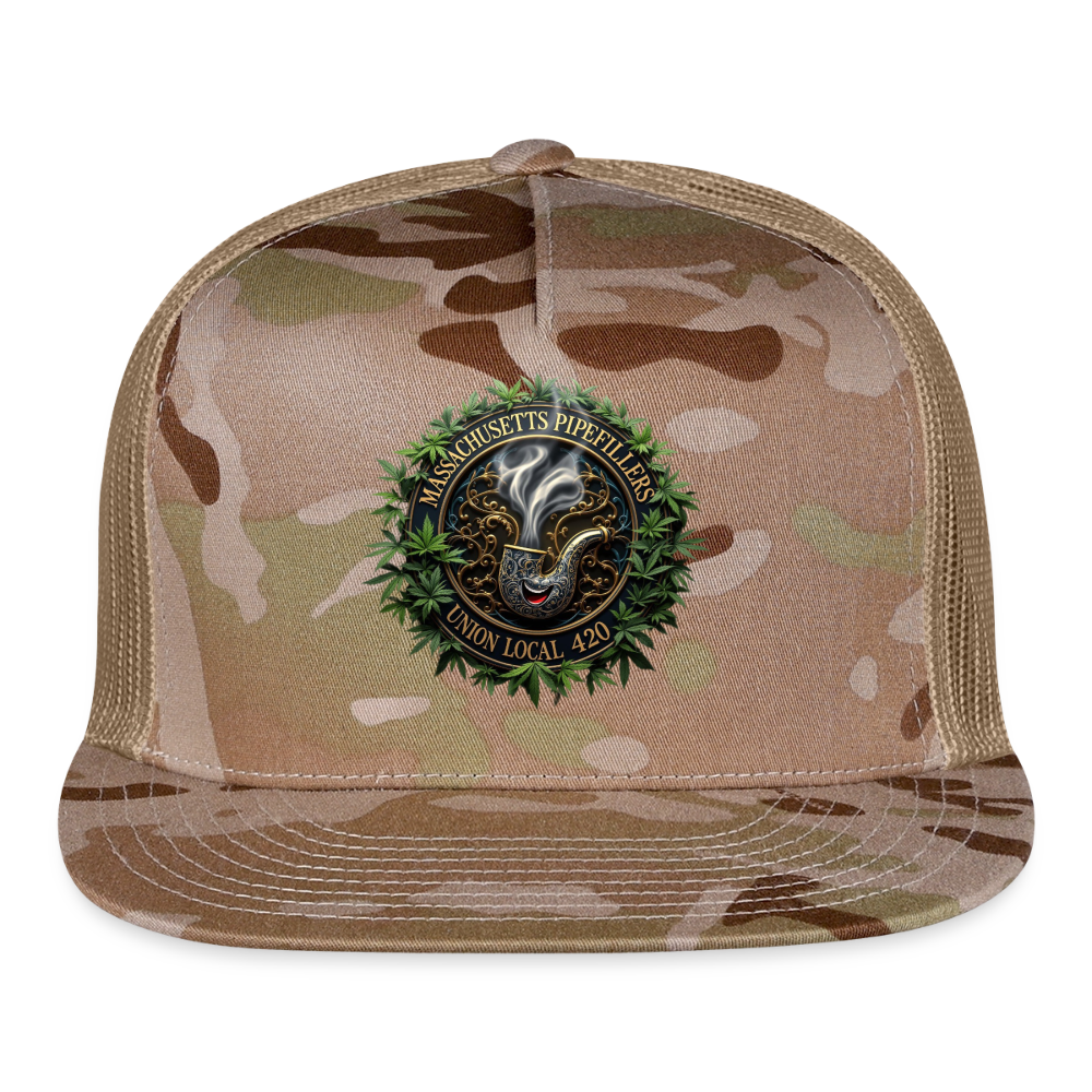MASSACHUSETTS PIPEFILLERS UNION LOCAL 420 Trucker Hat - MultiCam\tan