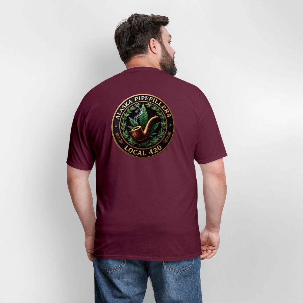 ALASKA PIPEFILLERS LOCAL 420 F/B DESIGN Men's T-Shirt - burgundy