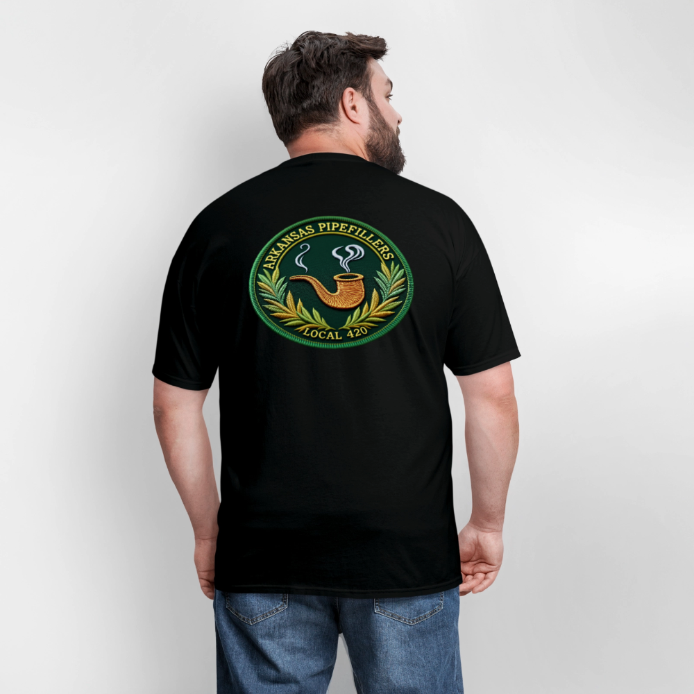 ARKANSAS PIPEFILLERS LOCAL 420 F/B EMBLEMS  Men's T-Shirt - black
