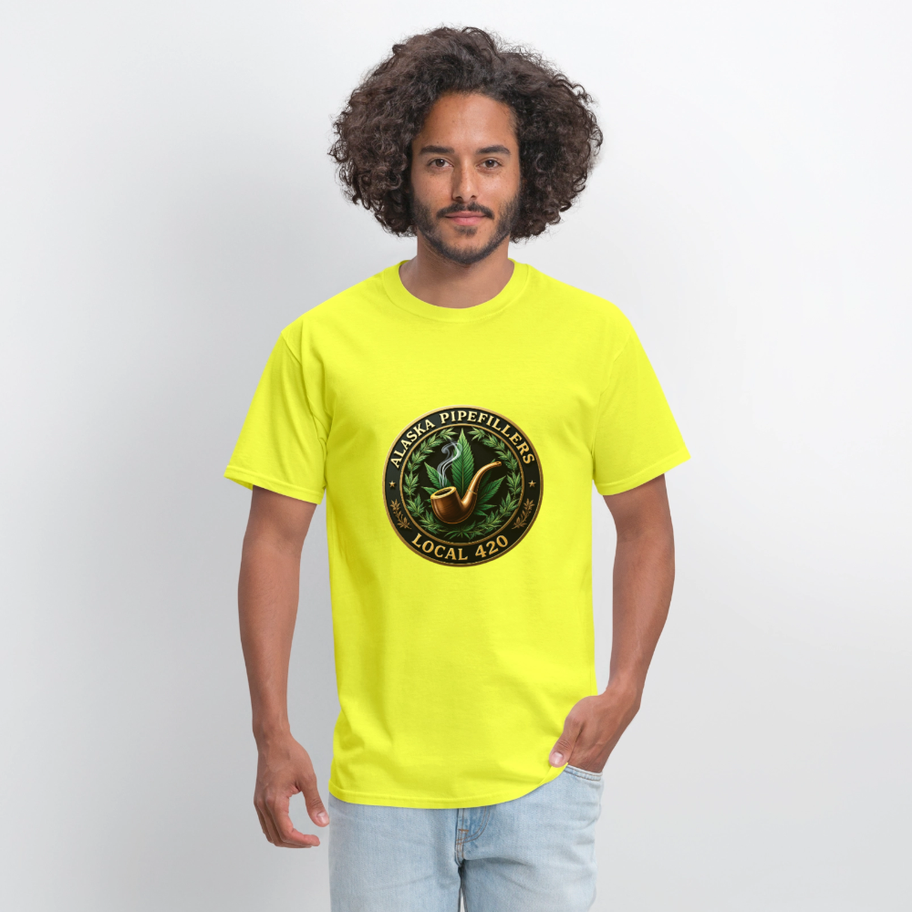 ALASKA PIPEFILLERS LOCAL 420 F/B DESIGN Men's T-Shirt - safety green