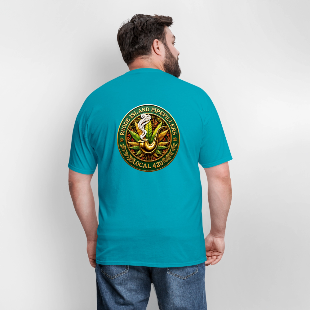 RHODE ISLAND PIPEFILLERS LOCAL 420 F/B DESIGNS Men's T-Shirt - turquoise