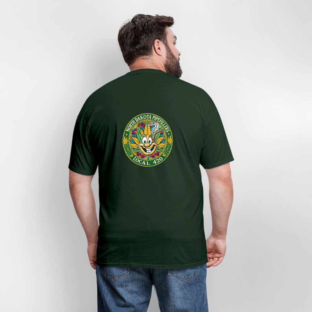 NORTH DAKOTA PIPEFILLERS LOCAL 420 F/B 2 DESIGNS Men's T-Shirt - forest green