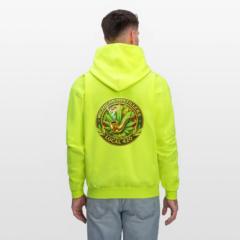 MICHIGAN PIPEFILLERS LOCAL 420 F/B DESIGN Men's Hoodie - safety green