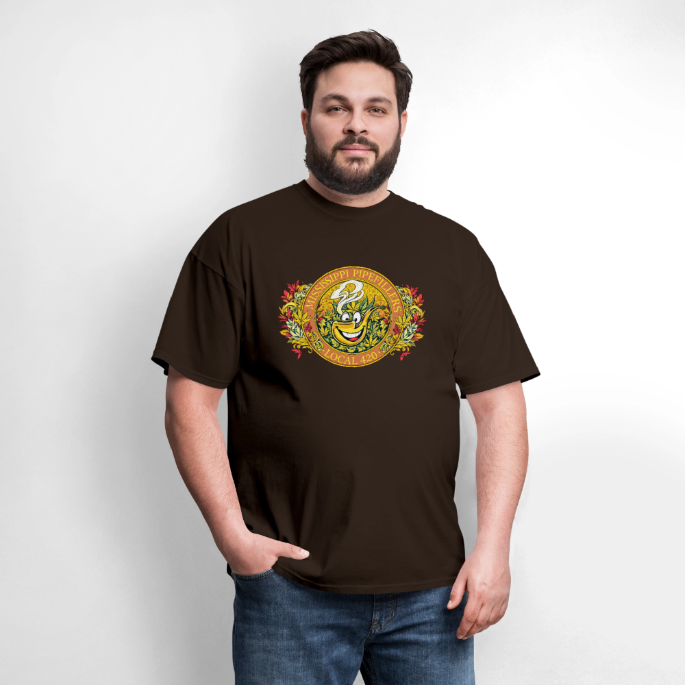 MISSISSIPPI PIPEFILLERS LOCAL 420 F/B DESIGNS Men's T-Shirt - brown