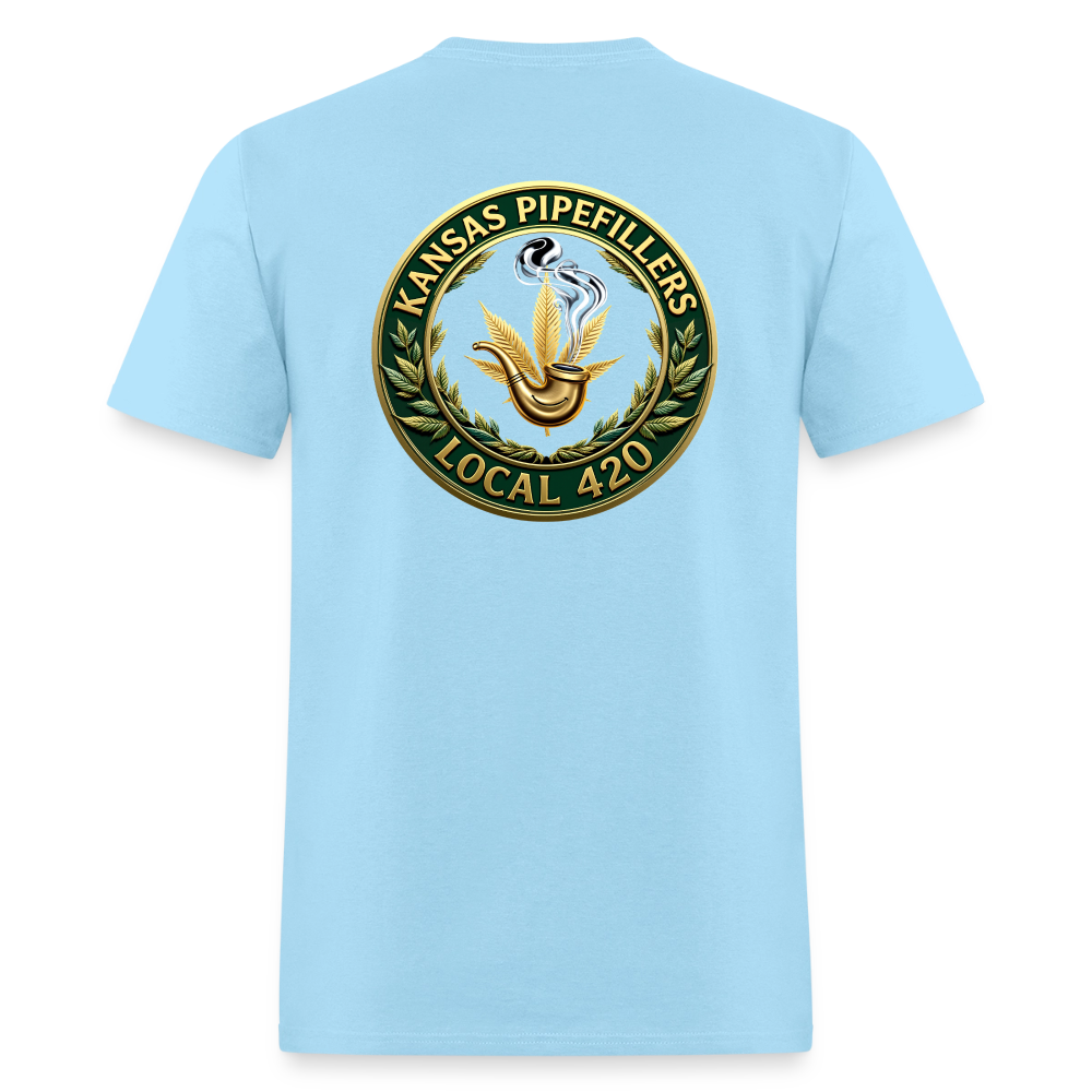 KANSAS PIPEFILLERS LOCAL 420 F/B DESIGNS Men's T-Shirt - powder blue
