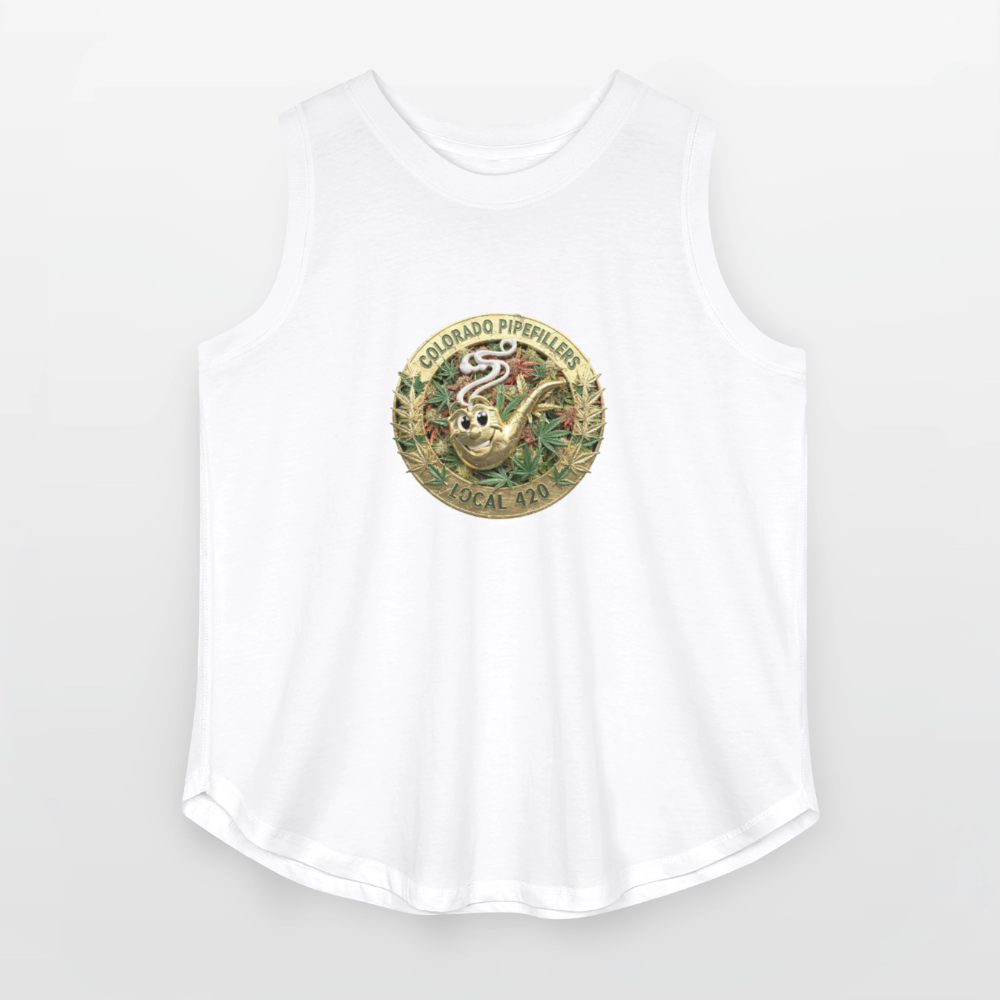 COLORADO PIPEFILLERS LOCAL 420 F/B DESIGN Women's Curvy Relaxed Tank Top - white