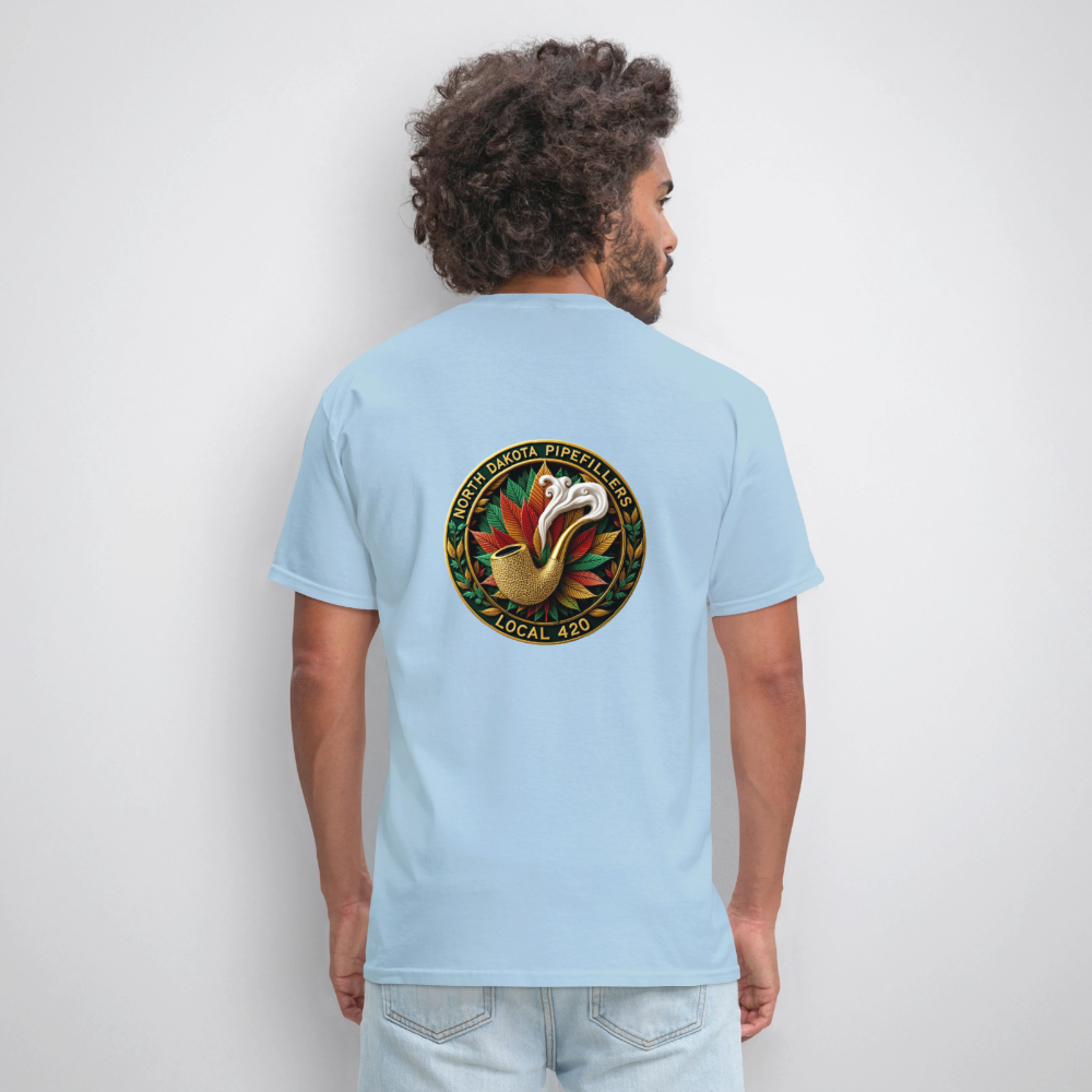 NORTH DAKOTA PIPEFILLERS LOCAL 420 F/B DESIGNS Men's T-Shirt - powder blue