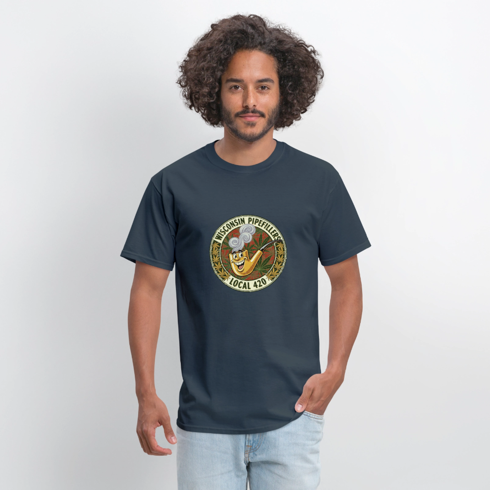 WISCONSIN PIPEFILLERS LOCL 420 F/B DESIGN Men's T-Shirt -  blue dusk