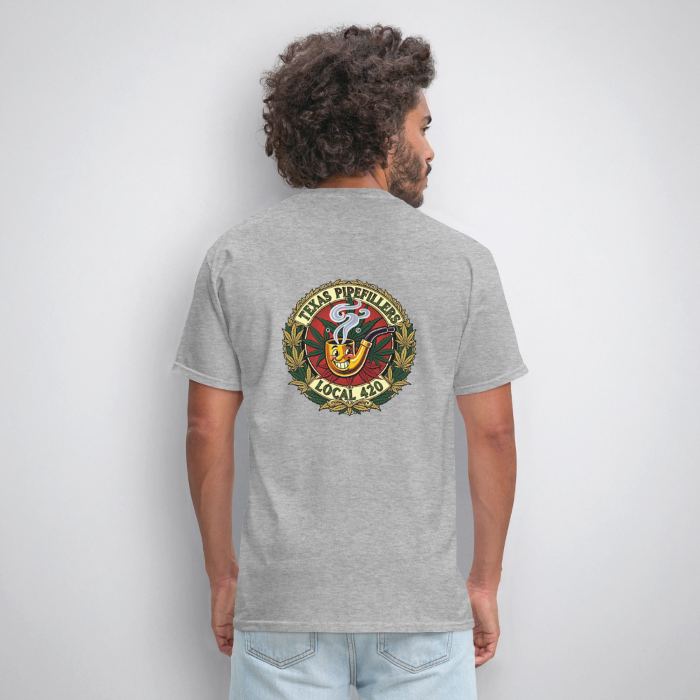 TEXAS PIPEFILLERS LOCAL 420 F.B DESIGN Men's T-Shirt - heather gray