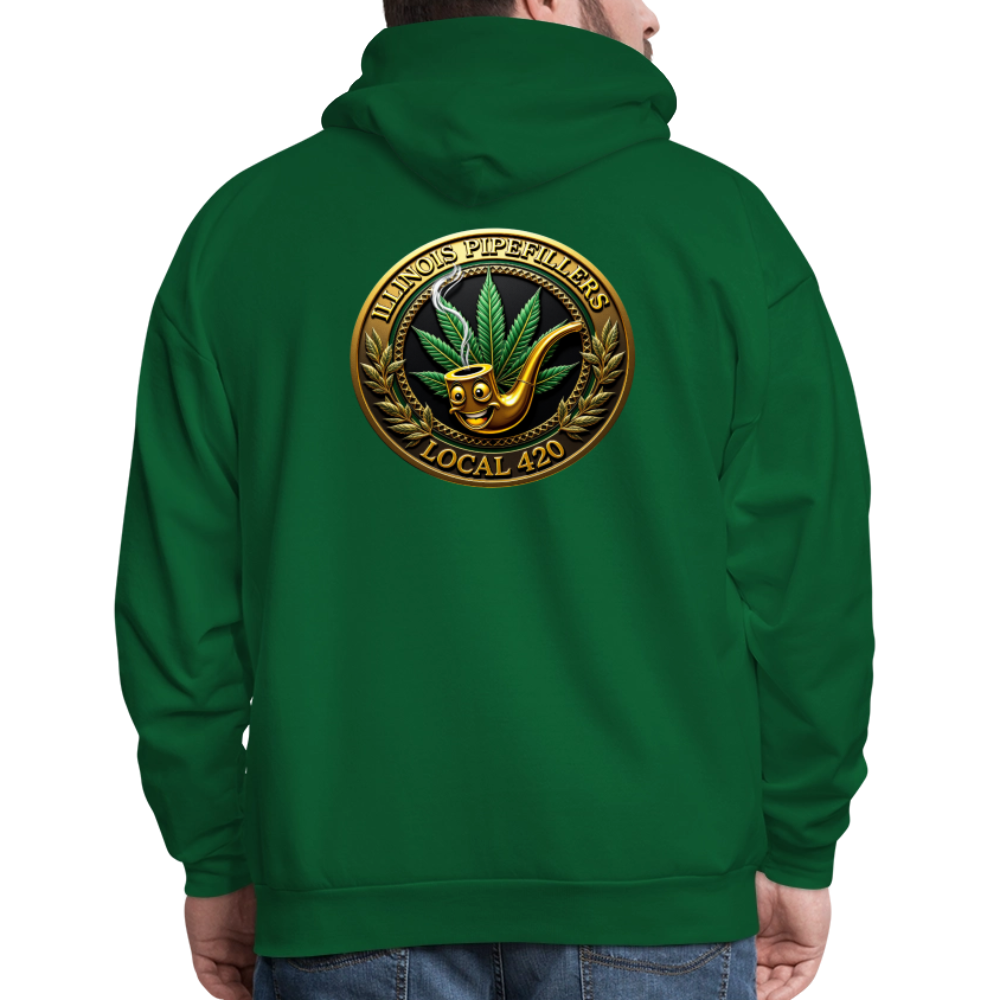 ILLINOIS PIPEFILLERS LOCAL 420 F/B EMBLEMS Men's Hoodie - forest green