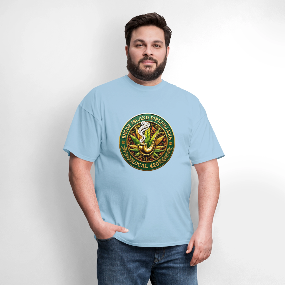 RHODE ISLAND PIPEFILLERS LOCAL 420 F/B DESIGNS Men's T-Shirt - powder blue