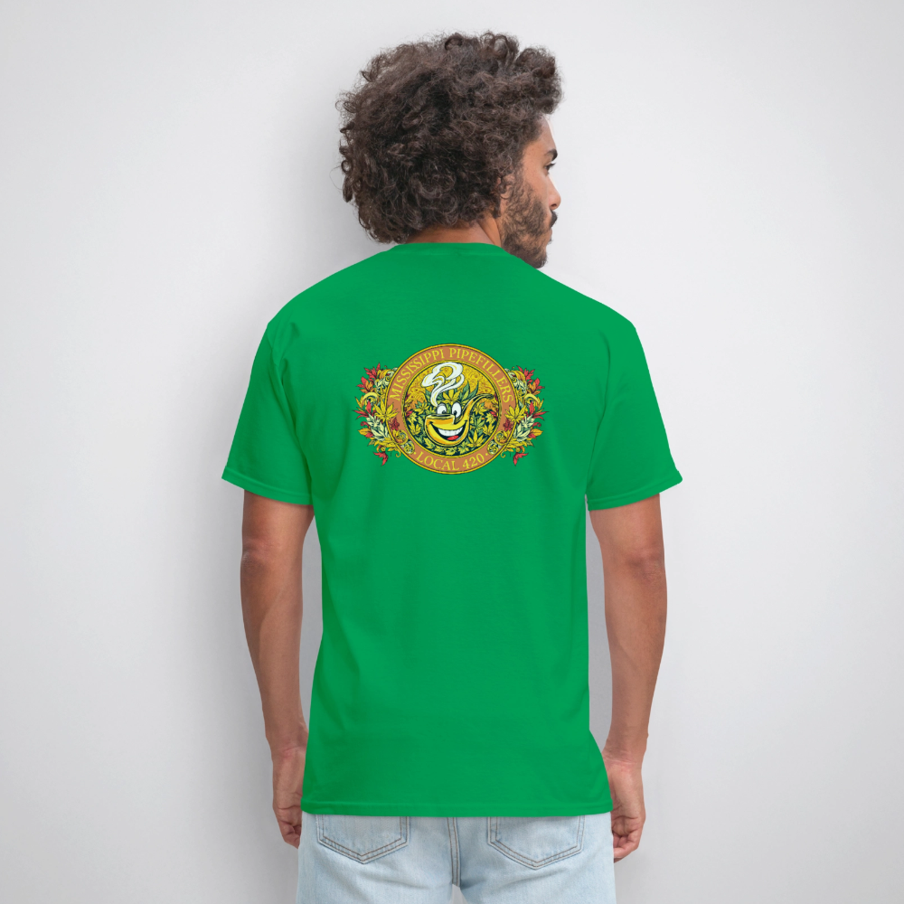 MISSISSIPPI PIPEFILLERS LOCAL 420 F/B DESIGNS Men's T-Shirt - bright green