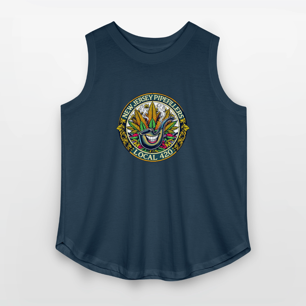 NEW JERSEY PIPEFILLERS LOCAL 420 Women's Curvy Relaxed Tank Top - denim