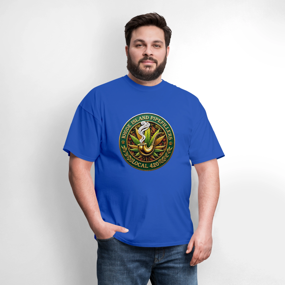 RHODE ISLAND PIPEFILLERS LOCAL 420 F/B DESIGNS Men's T-Shirt - royal blue