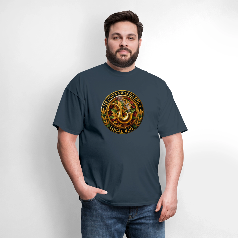 NEVADA PIPEFILLERS LOCAL 420 F/B DESIGN Men's T-Shirt -  blue dusk