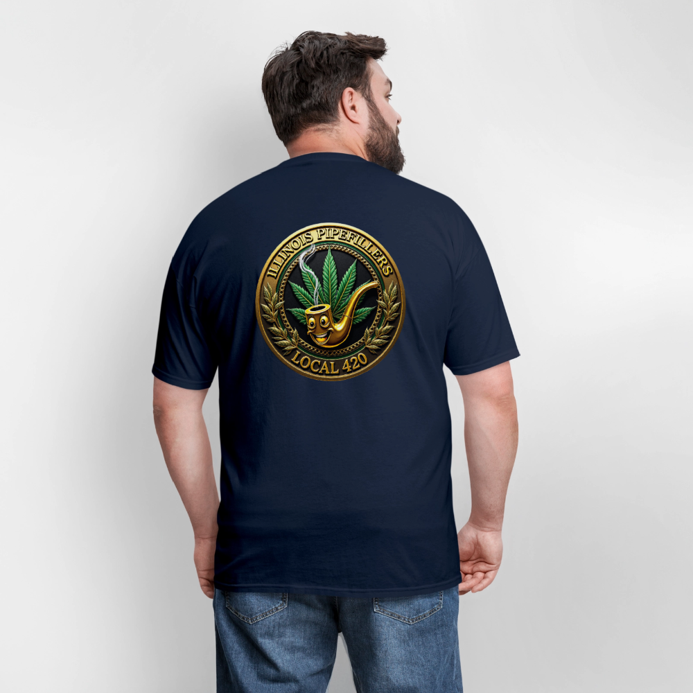ILLINOIS PIPEFILLERS LOCAL 420 F/B DESIGN Men's T-Shirt - navy
