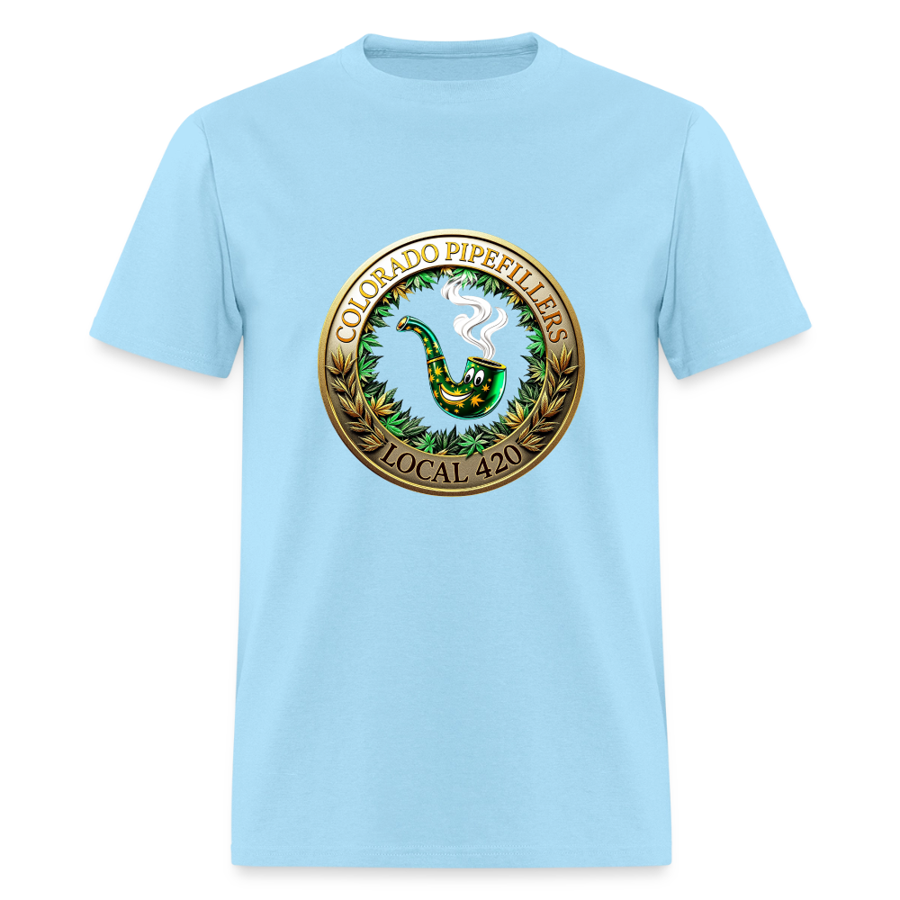 COLORADO PIPEFILLERS LOCAL 420 F/B EMBLEMS Men's T-Shirt - powder blue