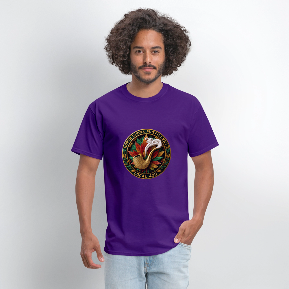 NORTH DAKOTA PIPEFILLERS LOCAL 420 F/B DESIGNS Men's T-Shirt - purple