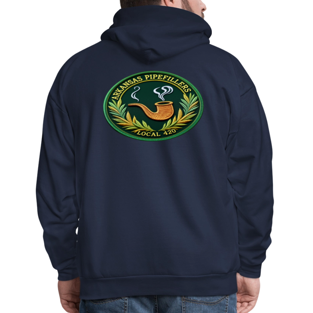 ARKANSAS PIPEFILLERS LOCAL 420 F/B EMBLEMS  Men's Hoodie - navy