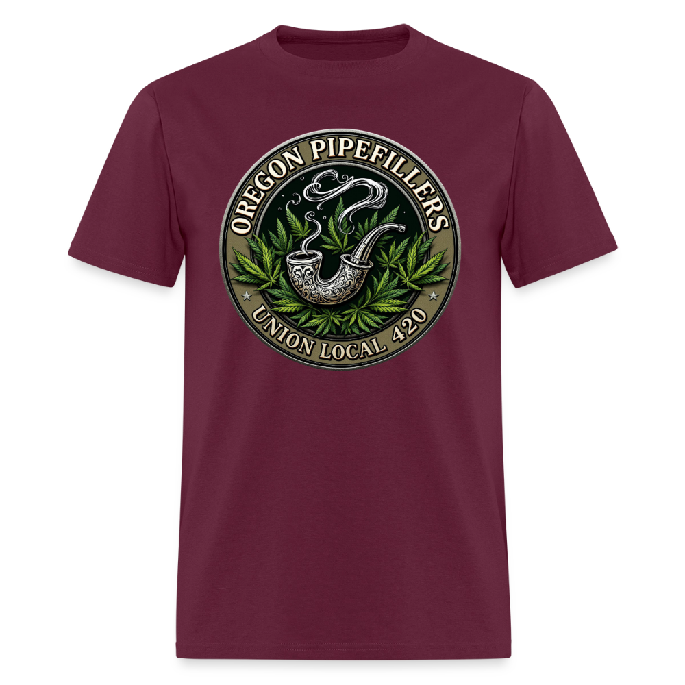 OREGON PIPEFILLERS LOCAL 420 2 EMBLEM Men's T-Shirt - burgundy