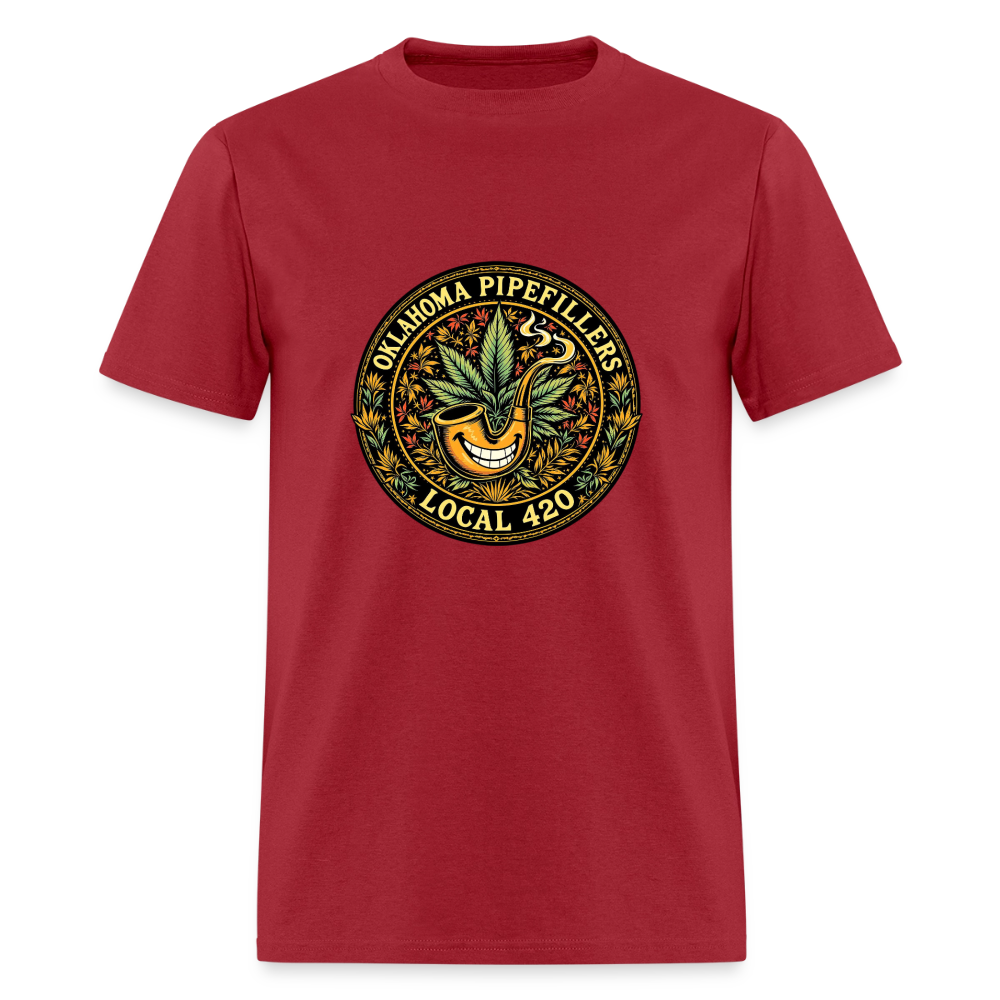 OKLAHOMA PIPEFILLERS LOCAL 420  F/B DESIGNS Men's T-Shirt - true red