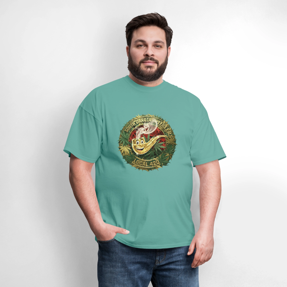 SOUTH DAKOTA PIPEFILLERS LOCAL 420  F/B DESIGN Men's T-Shirt - aquatic