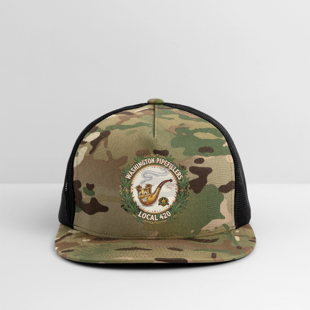 WASHINGTON PIPEFILLERS LOCAL 420 CAMO Trucker Hat - MultiCam\black