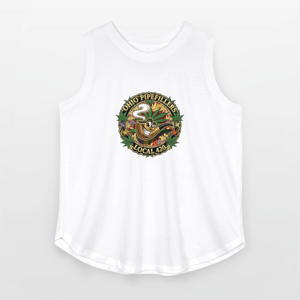 OHIO PIPEFILLERS LOCAL 420 Women's Curvy Relaxed Tank Top - white