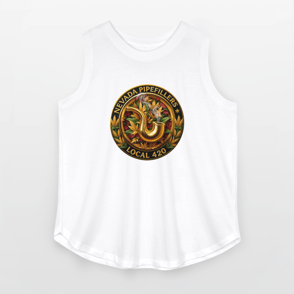 NEVADA PIPEFILLERS LOCAL 420   Women's Curvy Relaxed Tank Top - white