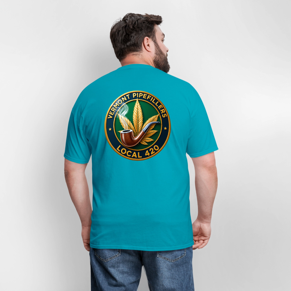 VERMONT PIPEFILLERS LOCAL 420 2 EMBLEM Men's T-Shirt - turquoise