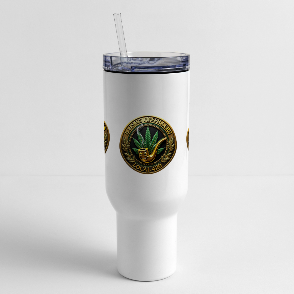 ILLINOIS PIPEFILLERS LOCAL 420 40oz Stainless Steel Travel Tumbler - white