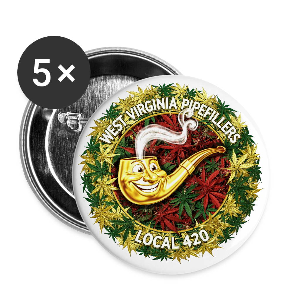 WEST VIRGINIA PIPIEFILLERS LOCAL 420 Union Buttons small 1'' (5-pack) - white
