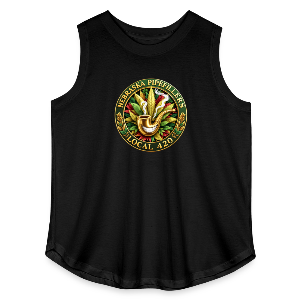 NEBRASKA PIPEFILLERS LOCAL 420 F/B DESIGNS Women's Curvy Relaxed Tank Top - black