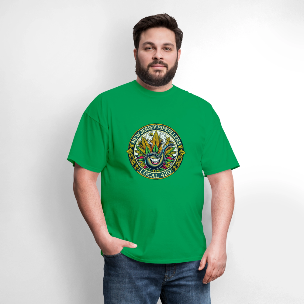 NEW JERSEY PIPEFILLERS LOCAL 420 F/B DESIGN Men's T-Shirt - bright green