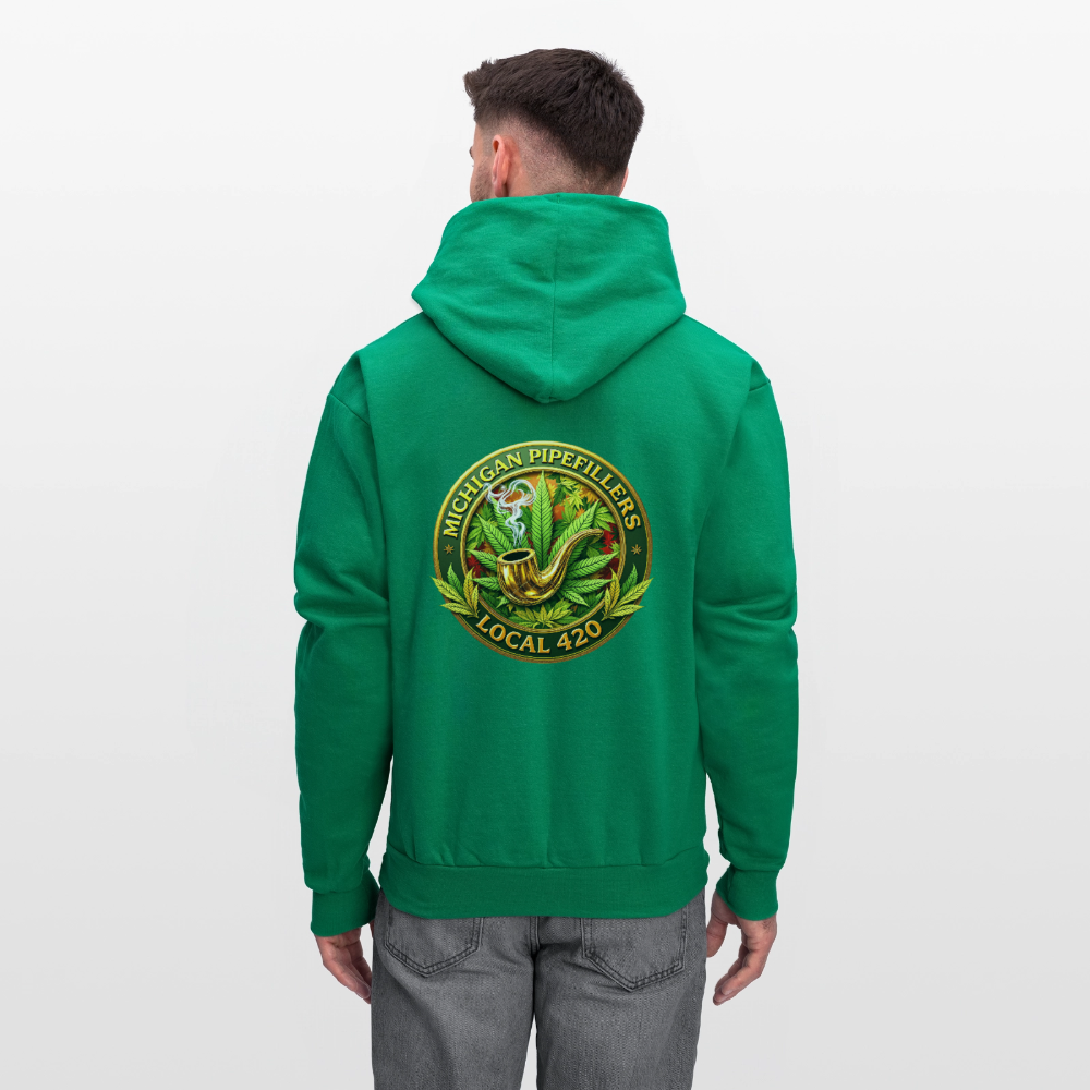 MICHIGAN PIPEFILLERS LOCAL 420 F/B DESIGN Men's Hoodie - kelly green