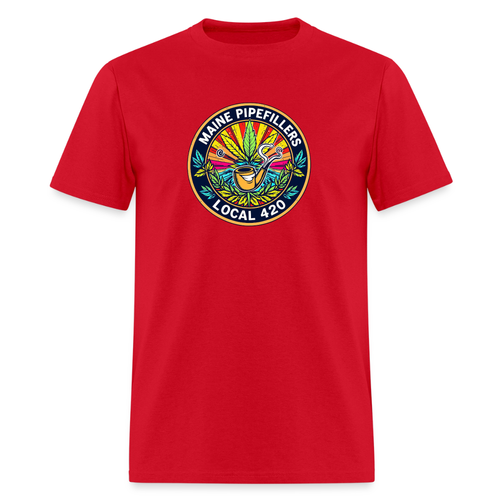 MAINE PIPEFILLERS LOCAL 420 2 EMBLEM Men's T-Shirt - red
