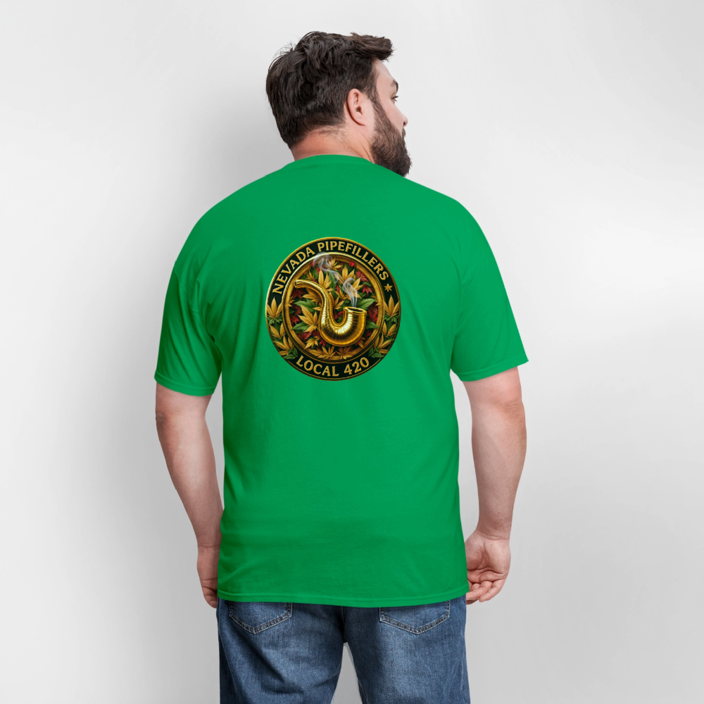 NEVADA PIPEFILLERS LOCAL 420 F/B DESIGN Men's T-Shirt - bright green