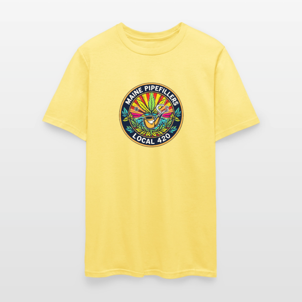MAINE PIPEFILLERS LOCAL 420 2 EMBLEM Men's T-Shirt - cornsilk