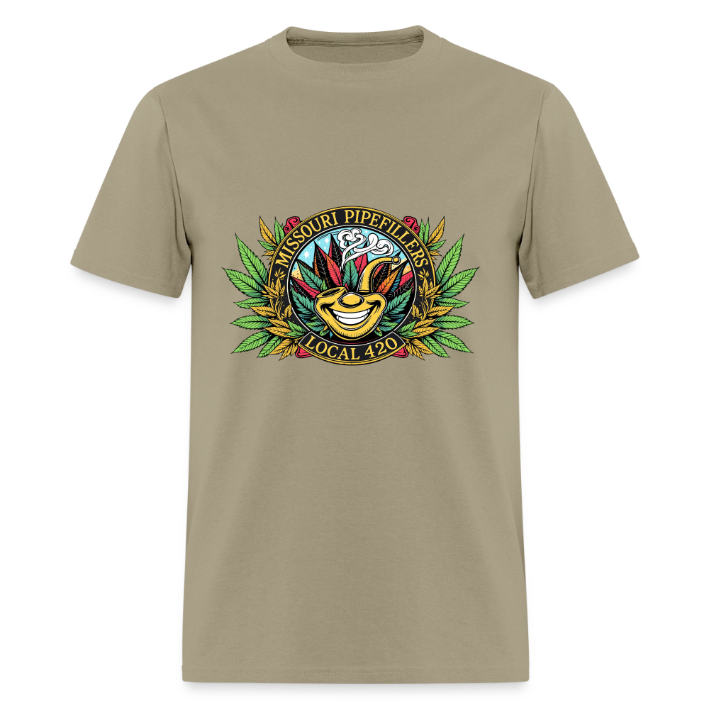 MISSOURI PIPEFILLERS LOCAL 420  F/B DESIGNS  Men's T-Shirt - khaki