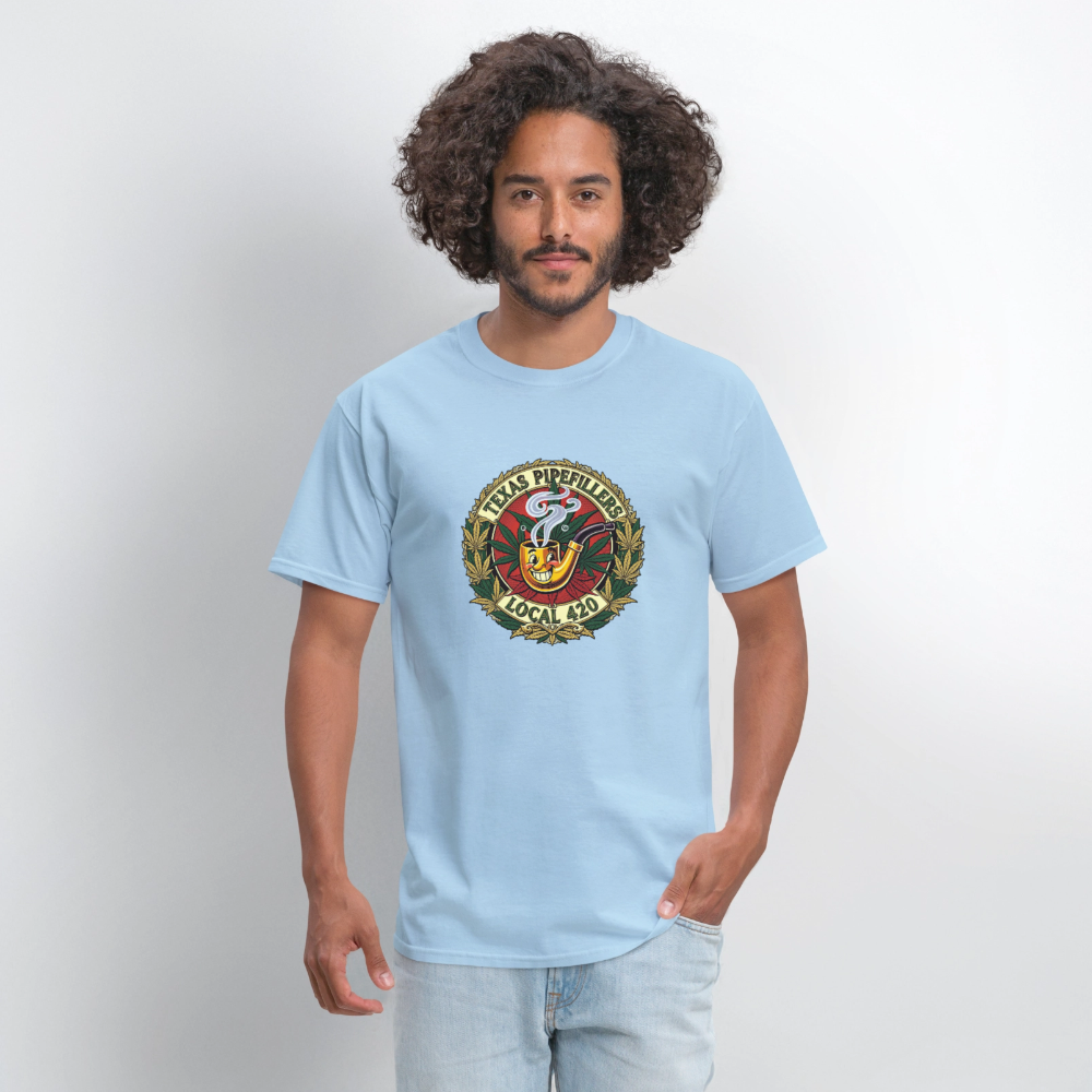 TEXAS PIPEFILLERS LOCAL 420 F.B DESIGN Men's T-Shirt - powder blue