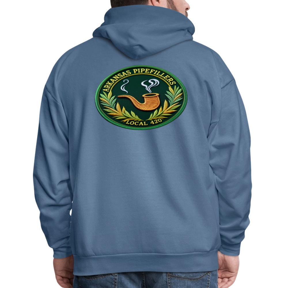 ARKANSAS PIPEFILLERS LOCAL 420 F/B EMBLEMS  Men's Hoodie - denim blue