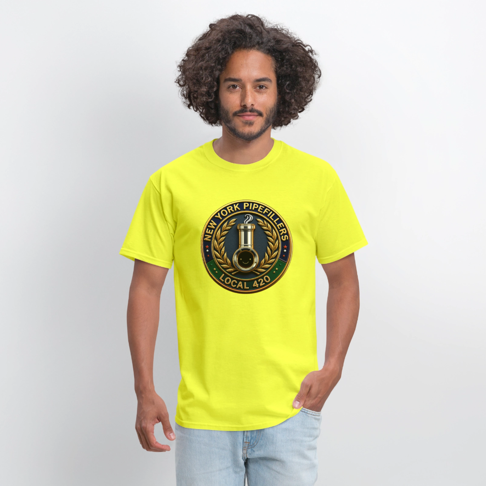 NEW YORK PIPEFILLERS LOCAL 420 Men's T-Shirt - safety green