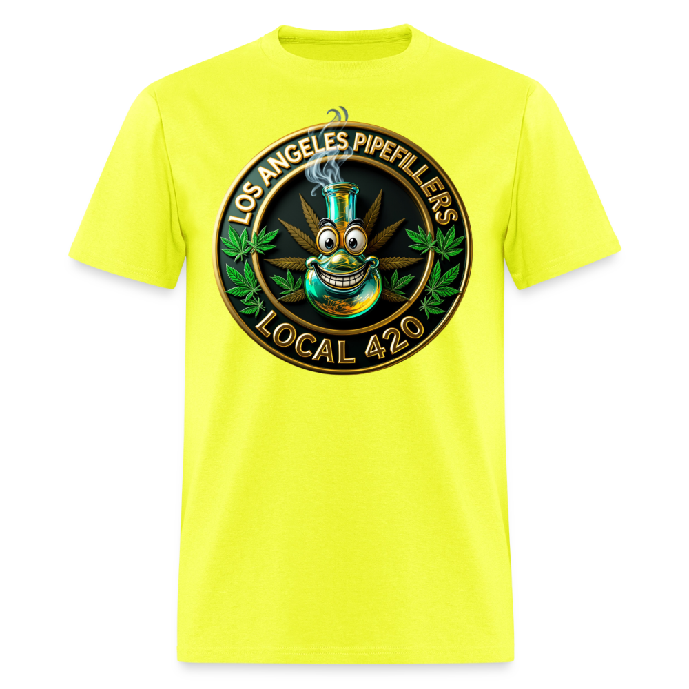 LOS ANGLES PIPEFILLERS LOCAL 420 Men's T-Shirt - safety green