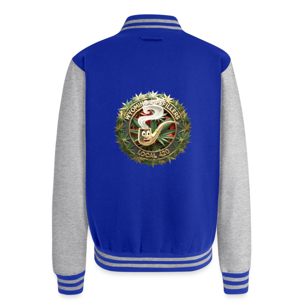 WYOMING PIPEFILLERS LOCAL 420 / 4 EMBLEM Unisex College Sweat Jacket - royal/heather grey