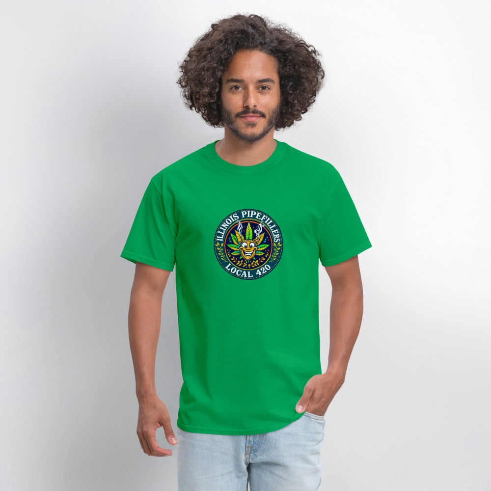 ILLINOIS PIPEFILLERS LOCAL 420 F/B DESIGN Men's T-Shirt - bright green