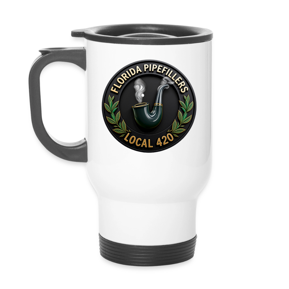 FLORIDA PIPEFILLERS LOCAL 420 14oz Stainless Steel Travel Mug - white
