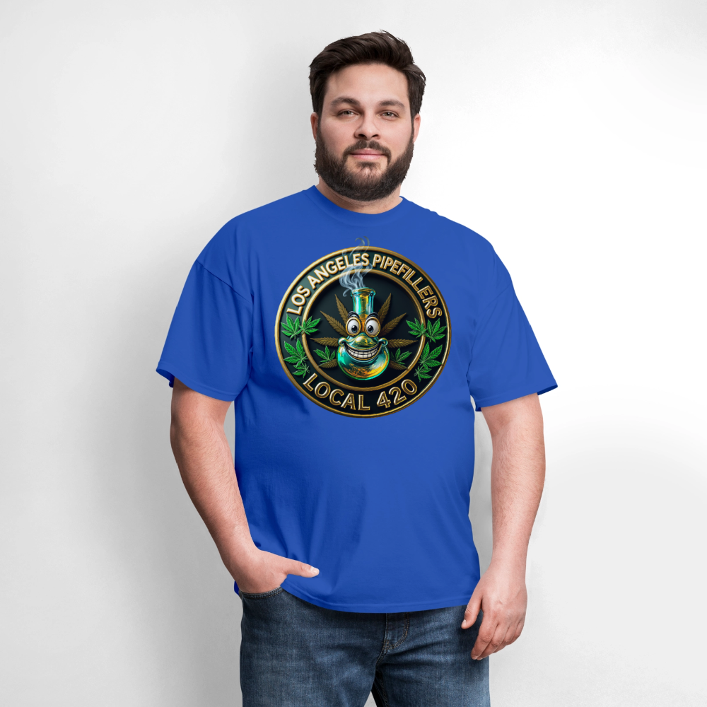 LOS ANGLES PIPEFILLERS LOCAL 420 Men's T-Shirt - royal blue
