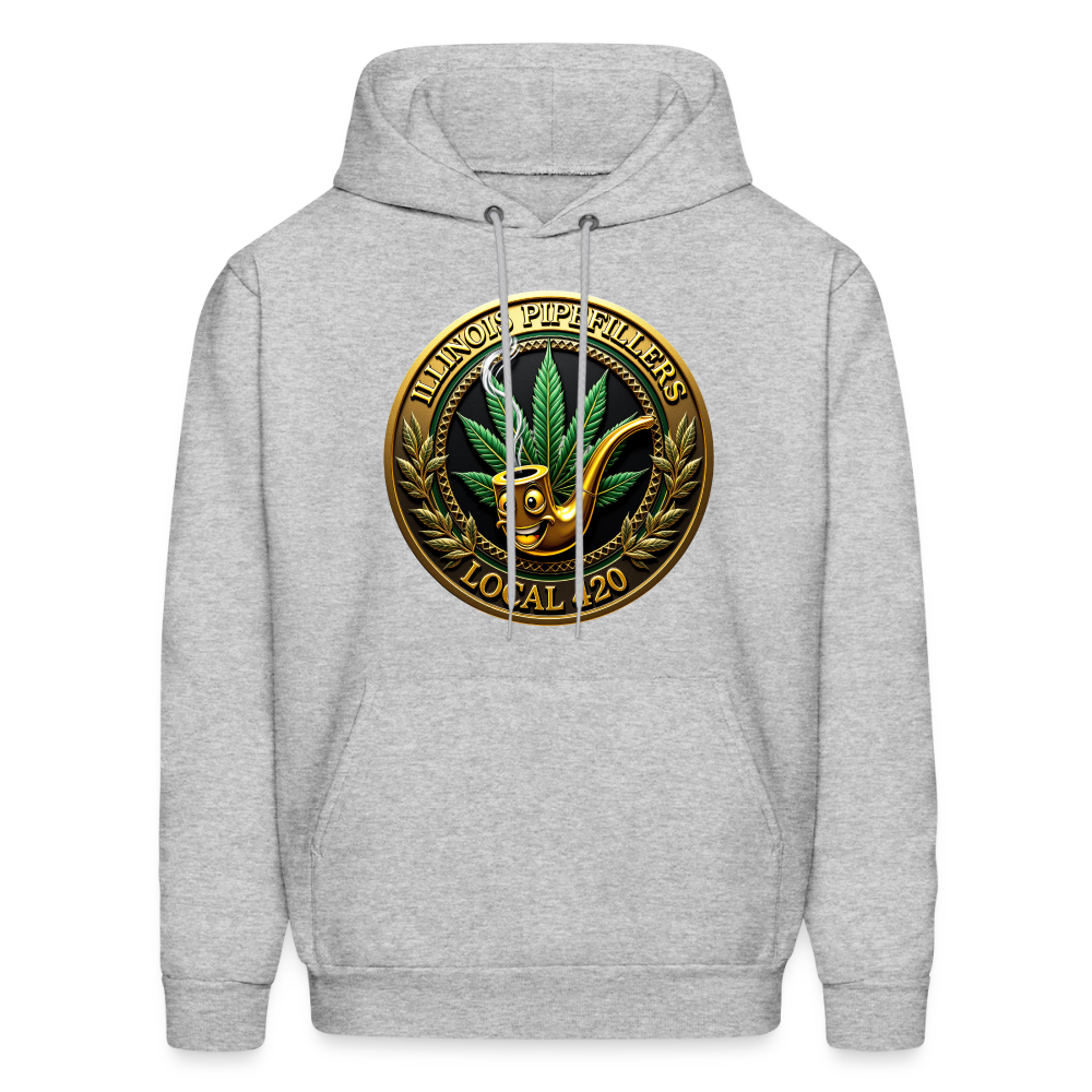 ILLINOIS PIPEFILLERS LOCAL 420 F/B EMBLEMS Men's Hoodie - heather gray