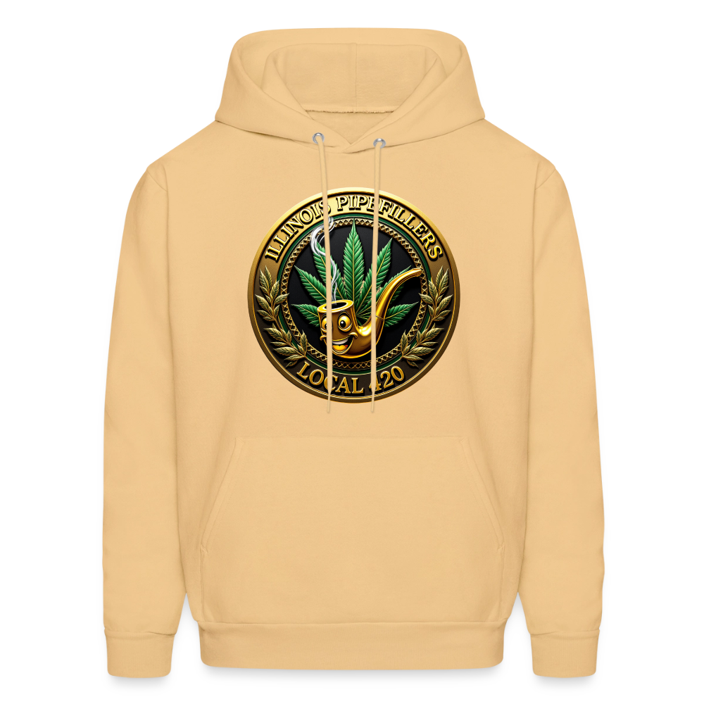 ILLINOIS PIPEFILLERS LOCAL 420 F/B EMBLEMS Men's Hoodie - light gold 